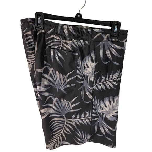 Sonoma XL Black Leaf Print Board Shorts With Stretch Waistband & 9-Inch Inseam - Picture 6 of 11